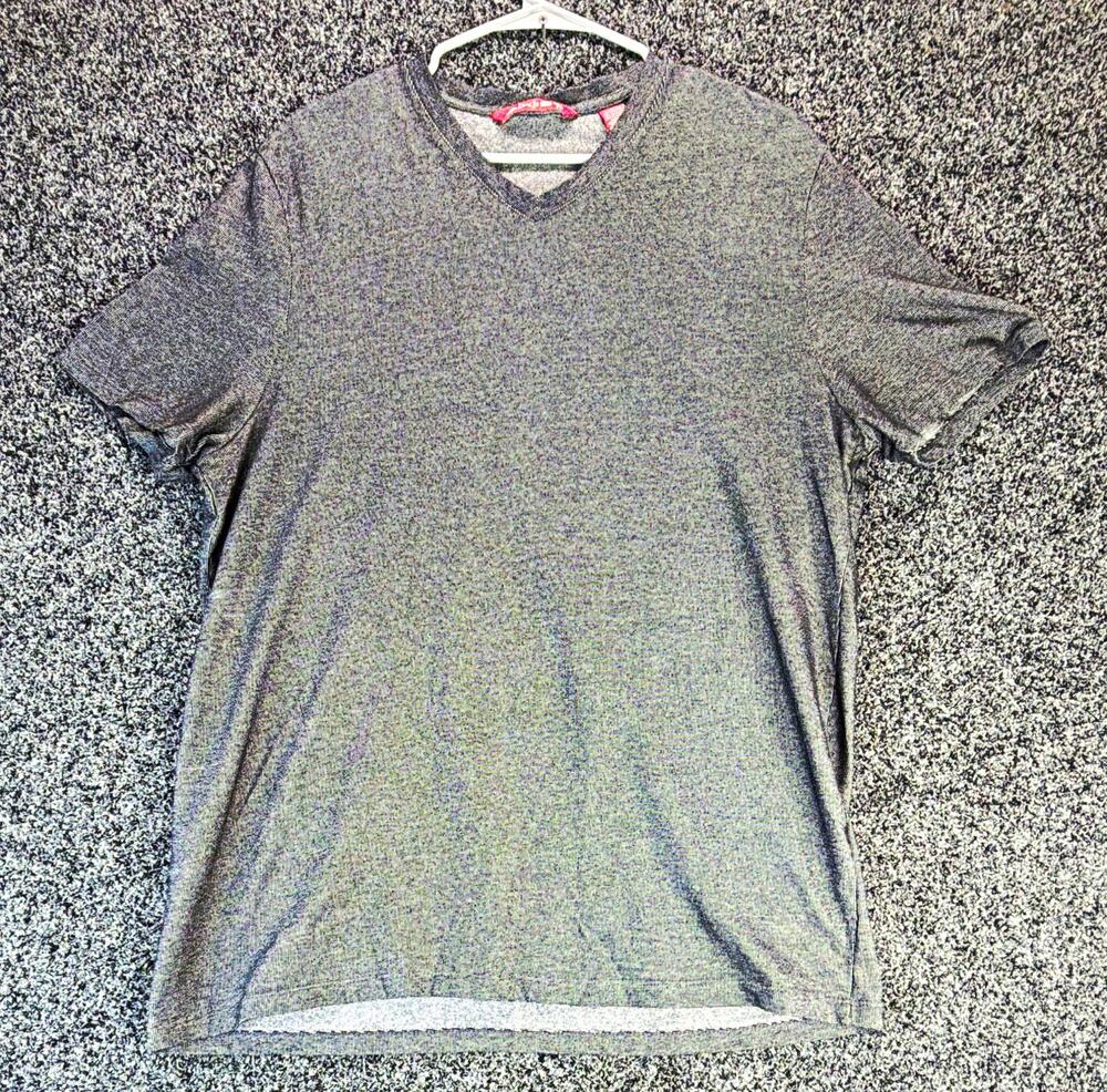 AXIST Men's Gray Solid Textured V-Neck Short Sleeve Knit Tee XL